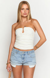 Kassy White Strapless Top